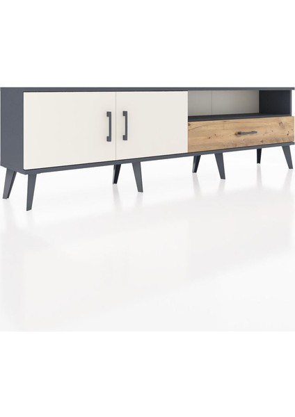 Arges Tv Ünitesi 2 Raflı Tek Çekmeceli 2 Kapaklı 176X30X51 Antrasit-Aytaşı/çam fiyatları