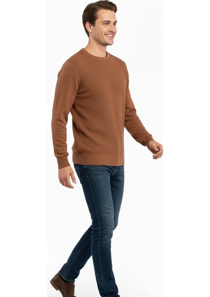 Erkek Sıfır Yaka Kazak Petek Örgü Klasik Kalıp 5243C BGL-ST04859 fiyatları