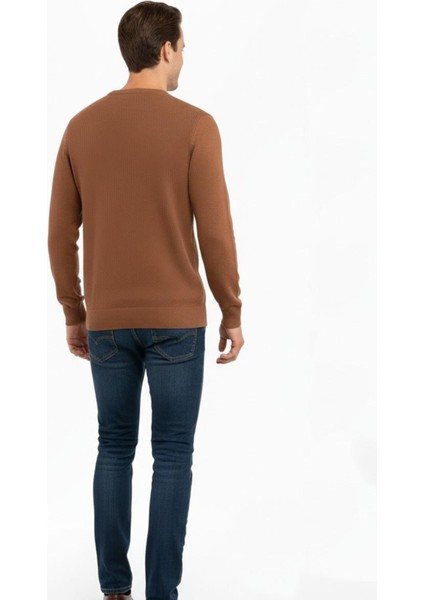 Erkek Sıfır Yaka Kazak Petek Örgü Klasik Kalıp 5243C BGL-ST04859 modelleri