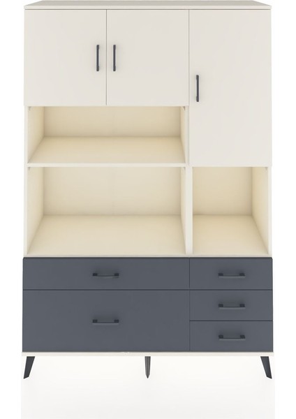 Hyperion Dolap 8 Raflı 5 Çekmeceli 3 Kapaklı 132X44X195 Aytaşı-Aytaşı/antrasit