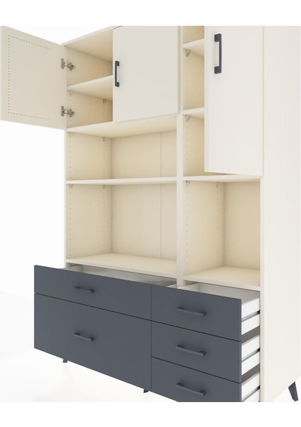 Hyperion Dolap 8 Raflı 5 Çekmeceli 3 Kapaklı 132X44X195 Aytaşı-Aytaşı/antrasit fırsatları