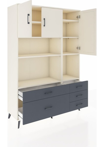 Hyperion Dolap 8 Raflı 5 Çekmeceli 3 Kapaklı 132X44X195 Aytaşı-Aytaşı/antrasit indirimleri