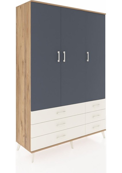 Hyperion Dolap 5 Raflı 6 Çekmeceli Tek Askılı 132X44X195 Çam-Antrasit/aytaşı fiyatları