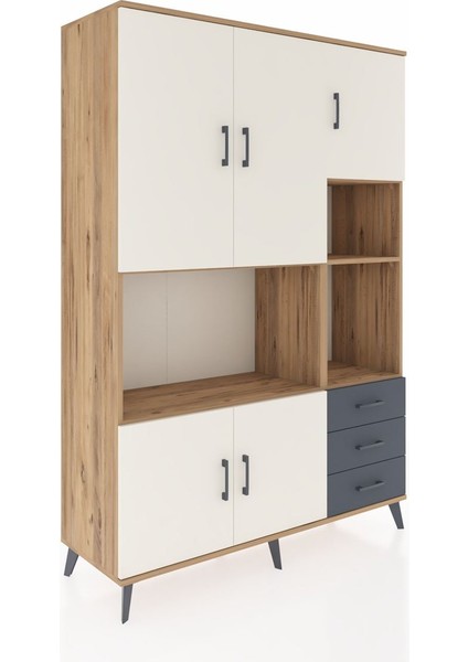 Hyperion Dolap 9 Raflı 3 Çekmeceli 5 Kapaklı 132X44X195 Çam-Aytaşı/antrasit fiyatları