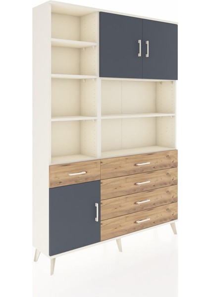 Arges Dolap 9 Raflı 5 Çekmeceli 3 Kapaklı 132X30X195 Aytaşı-Antrasit/çam fiyatları