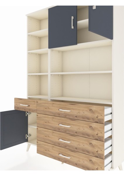 Arges Dolap 9 Raflı 5 Çekmeceli 3 Kapaklı 132X30X195 Aytaşı-Antrasit/çam fırsatları