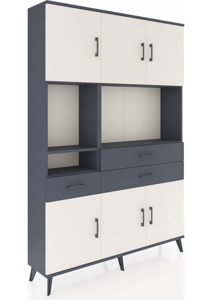 Arges Dolap 9 Raflı 3 Çekmeceli 6 Kapaklı 132X30X195 Antrasit-Aytaşı/antrasit fiyatları