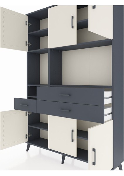 Arges Dolap 9 Raflı 3 Çekmeceli 6 Kapaklı 132X30X195 Antrasit-Aytaşı/antrasit fırsatları