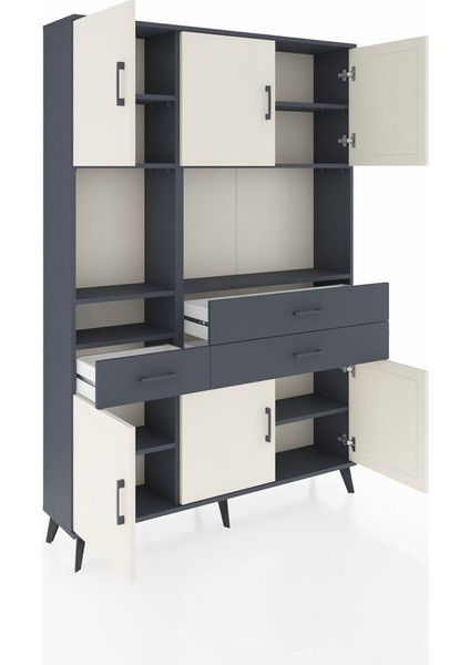 Arges Dolap 9 Raflı 3 Çekmeceli 6 Kapaklı 132X30X195 Antrasit-Aytaşı/antrasit indirimleri