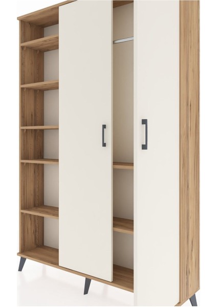Arges Dolap 7 Raflı 2 Kapaklı Tek Askılı 132X30X195 Çam-Aytaşı/çam fırsatları