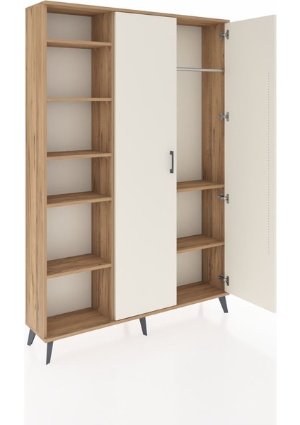 Arges Dolap 7 Raflı 2 Kapaklı Tek Askılı 132X30X195 Çam-Aytaşı/çam indirimleri