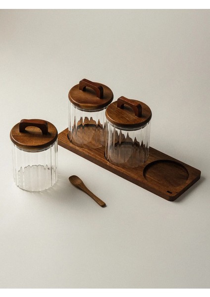 Moss 3'lü Akasya Kapaklı Cam Kavanoz indirimleri