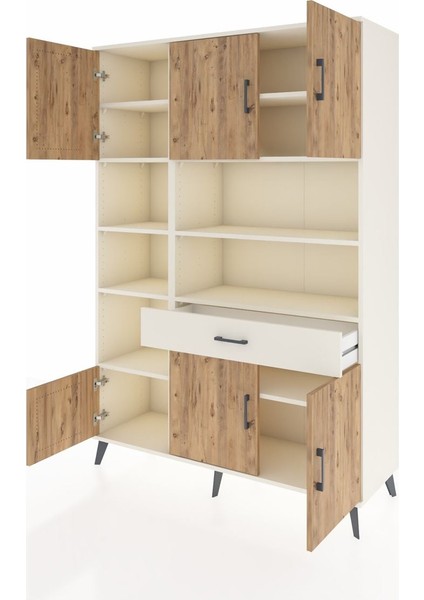 Hyperion Dolap 10 Raflı Tek Çekmeceli 6 Kapaklı 132X44X195 Aytaşı-Çam/aytaşı modelleri