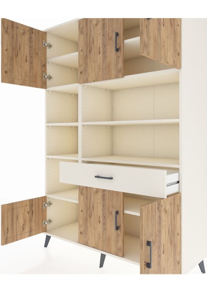 Hyperion Dolap 10 Raflı Tek Çekmeceli 6 Kapaklı 132X44X195 Aytaşı-Çam/aytaşı fırsatları