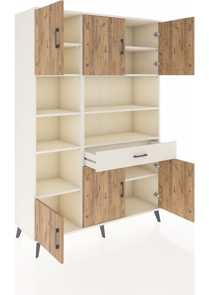 Hyperion Dolap 10 Raflı Tek Çekmeceli 6 Kapaklı 132X44X195 Aytaşı-Çam/aytaşı indirimleri