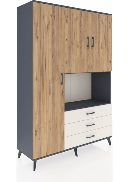 Hyperion Dolap 6 Raflı 3 Çekmeceli 3 Kapaklı 132X44X195 Antrasit-Çam/aytaşı fiyatları