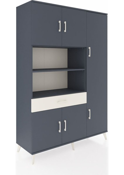 Hyperion Dolap 10 Raflı Tek Çekmeceli 6 Kapaklı 132X44X195 Antrasit-Antrasit/aytaşı fiyatları