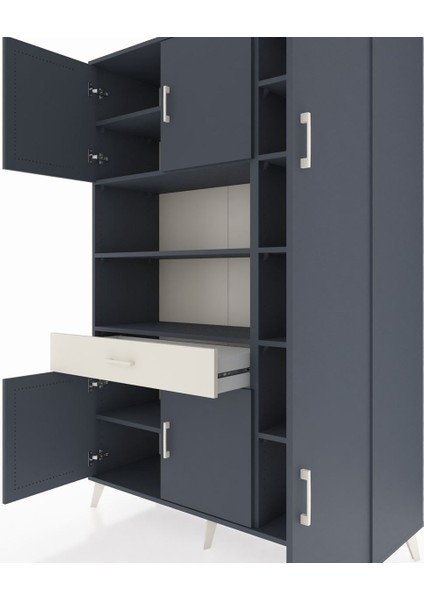 Hyperion Dolap 10 Raflı Tek Çekmeceli 6 Kapaklı 132X44X195 Antrasit-Antrasit/aytaşı fırsatları