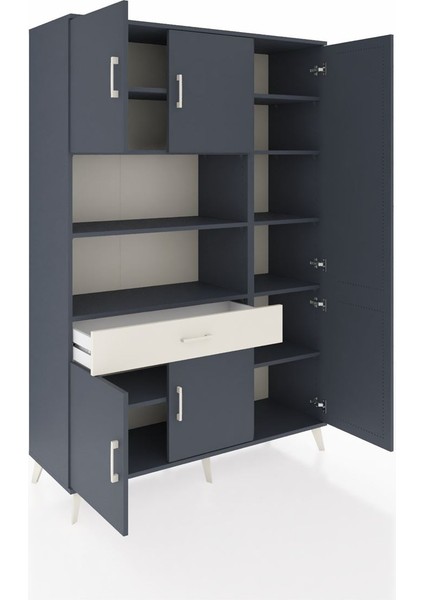 Hyperion Dolap 10 Raflı Tek Çekmeceli 6 Kapaklı 132X44X195 Antrasit-Antrasit/aytaşı indirimleri