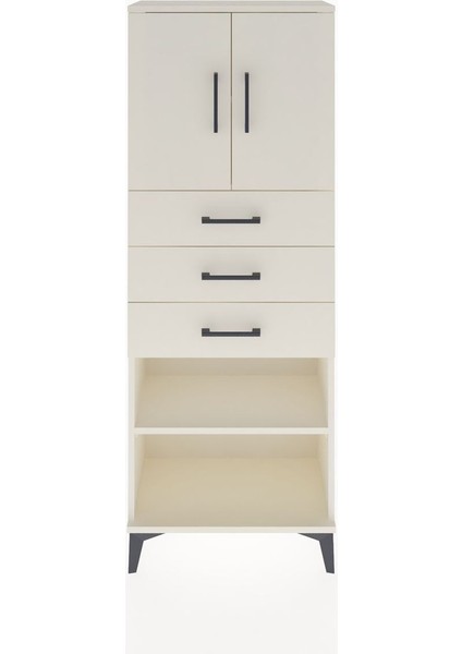 Arges Dolap 3 Raflı 3 Çekmeceli 2 Kapaklı 60X30X163 Aytaşı-Aytaşı