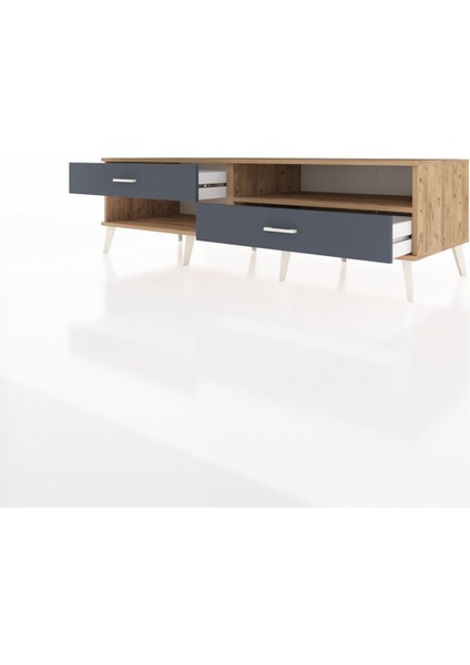 Kronos Tv Ünitesi Tek Raflı 2 Çekmeceli 176X59X51 Çam-Çam/antrasit modelleri