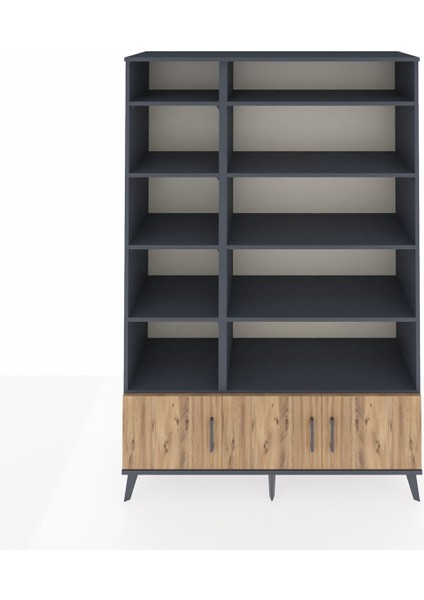 Hyperion Dolap 10 Raflı 3 Kapaklı 132X44X195 Antrasit-Çam/antrasit