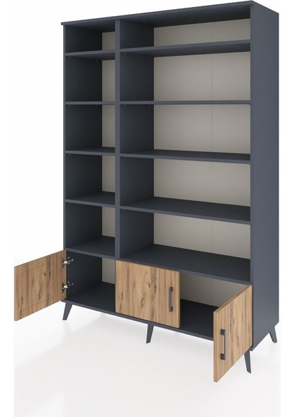 Hyperion Dolap 10 Raflı 3 Kapaklı 132X44X195 Antrasit-Çam/antrasit modelleri