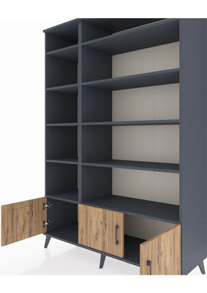 Hyperion Dolap 10 Raflı 3 Kapaklı 132X44X195 Antrasit-Çam/antrasit fırsatları