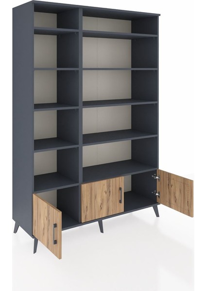 Hyperion Dolap 10 Raflı 3 Kapaklı 132X44X195 Antrasit-Çam/antrasit indirimleri