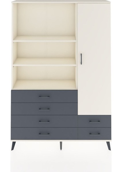 Arges Dolap 7 Raflı 6 Çekmeceli Tek Kapaklı 132X30X195 Aytaşı-Aytaşı/antrasit