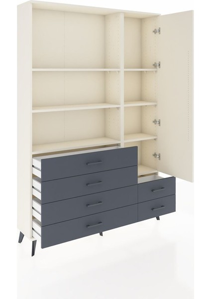 Arges Dolap 7 Raflı 6 Çekmeceli Tek Kapaklı 132X30X195 Aytaşı-Aytaşı/antrasit indirimleri