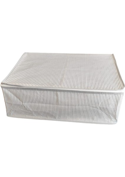 Gri Çizgili Büyük Baza Altı & Çekyat Tipi Tela Hurç 65X45X22 cm – Fermuarlı Saklama ve Düzenleme Hurcu modelleri