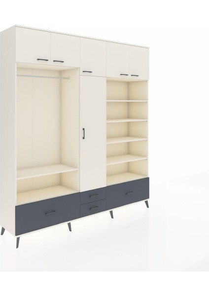 Hyperion Dolap 18 Raflı 4 Çekmeceli Tek Askılı 220X44X243 Aytaşı-Aytaşı/antrasit fiyatları