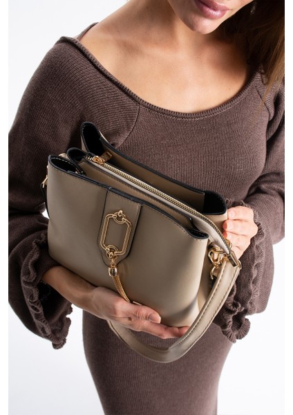 Gold Detaylı 3 Bölmeli Omuz & Çapraz Çanta 1438