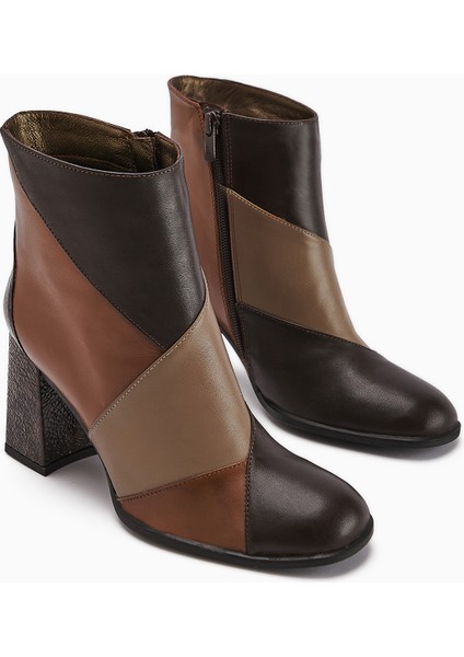 Ylwa Hakiki Deri Kahve Taba Topuklu Kadın Bot fiyatları