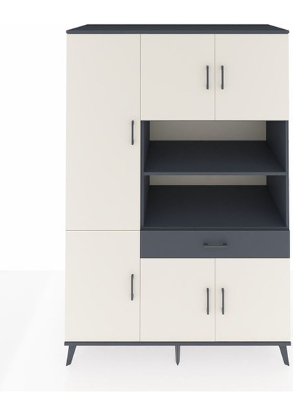 Kronos Dolap 10 Raflı Tek Çekmeceli 6 Kapaklı 132X59X195 Antrasit-Aytaşı/antrasit