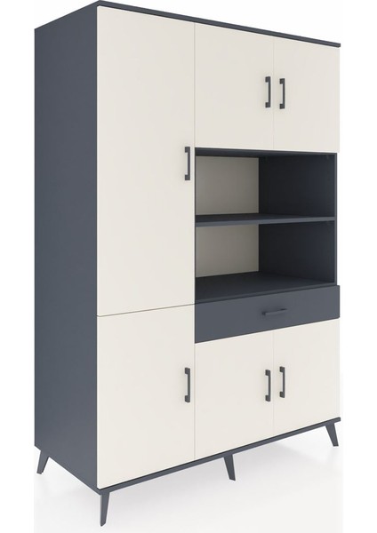 Kronos Dolap 10 Raflı Tek Çekmeceli 6 Kapaklı 132X59X195 Antrasit-Aytaşı/antrasit fiyatları