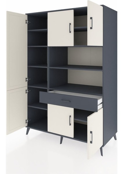 Kronos Dolap 10 Raflı Tek Çekmeceli 6 Kapaklı 132X59X195 Antrasit-Aytaşı/antrasit modelleri