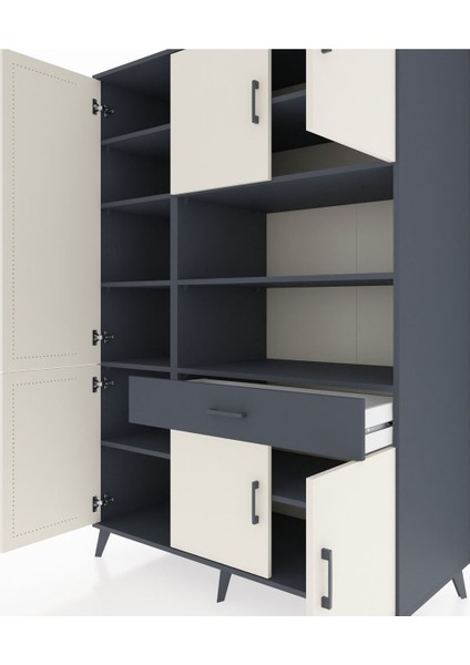 Kronos Dolap 10 Raflı Tek Çekmeceli 6 Kapaklı 132X59X195 Antrasit-Aytaşı/antrasit fırsatları