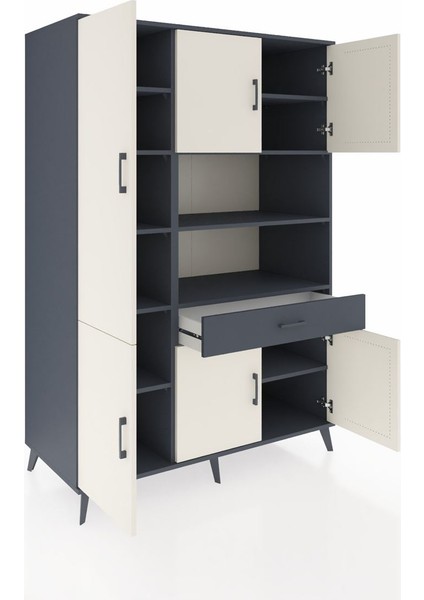 Kronos Dolap 10 Raflı Tek Çekmeceli 6 Kapaklı 132X59X195 Antrasit-Aytaşı/antrasit indirimleri