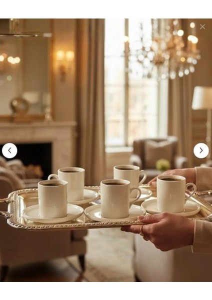 Fine Living Lucy 6 Kişilik Sade 12 Parça Porselen Kahve Fincan Takımı