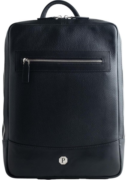 Paftalı Deri Laptop Sırt Çantası, 38X26X6 Cm, Modern Tasarım