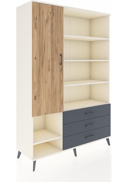 Hyperion Dolap 9 Raflı 3 Çekmeceli Tek Kapaklı 132X44X195 Aytaşı-Çam/antrasit fiyatları