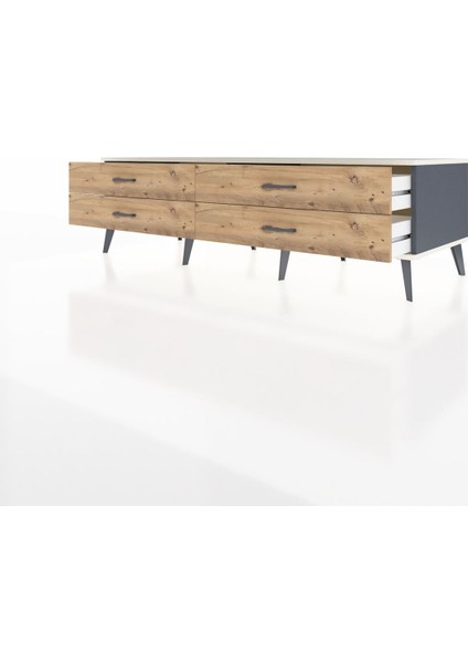 Kronos Tv Ünitesi 4 Çekmeceli 176X59X51 Antrasit-Aytaşı/çam modelleri