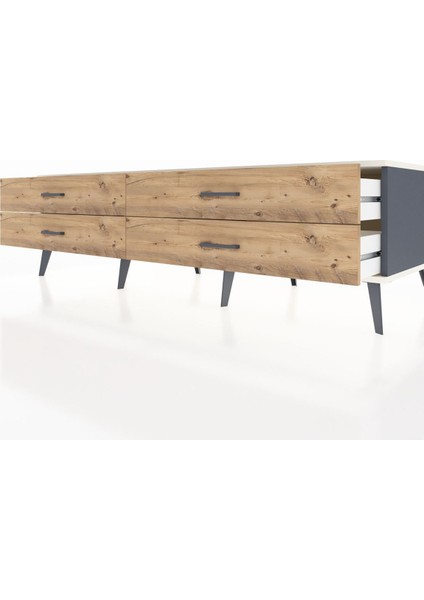 Kronos Tv Ünitesi 4 Çekmeceli 176X59X51 Antrasit-Aytaşı/çam fırsatları