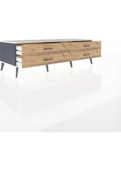 Kronos Tv Ünitesi 4 Çekmeceli 176X59X51 Antrasit-Aytaşı/çam indirimleri