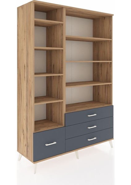 Hyperion Dolap 9 Raflı 4 Çekmeceli 132X44X195 Çam-Çam/antrasit fiyatları