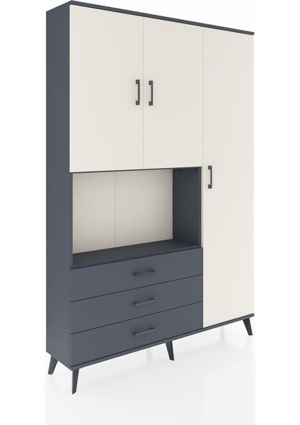 Arges Dolap 7 Raflı 3 Çekmeceli 3 Kapaklı 132X30X195 Antrasit-Aytaşı/antrasit fiyatları