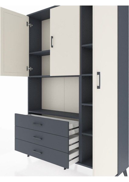Arges Dolap 7 Raflı 3 Çekmeceli 3 Kapaklı 132X30X195 Antrasit-Aytaşı/antrasit fırsatları