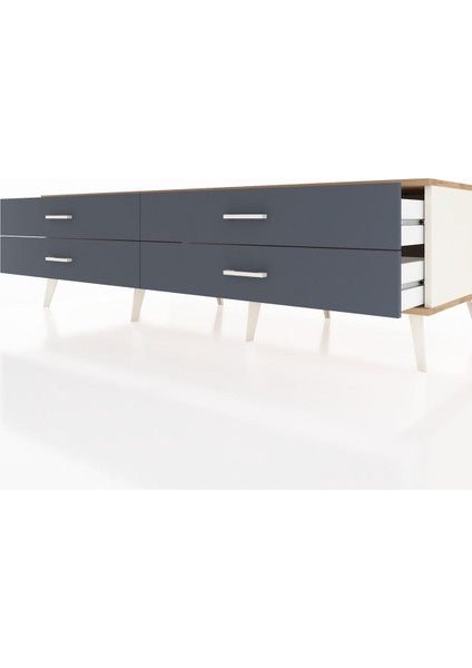 Kronos Tv Ünitesi 4 Çekmeceli 176X59X51 Aytaşı-Çam/antrasit fırsatları